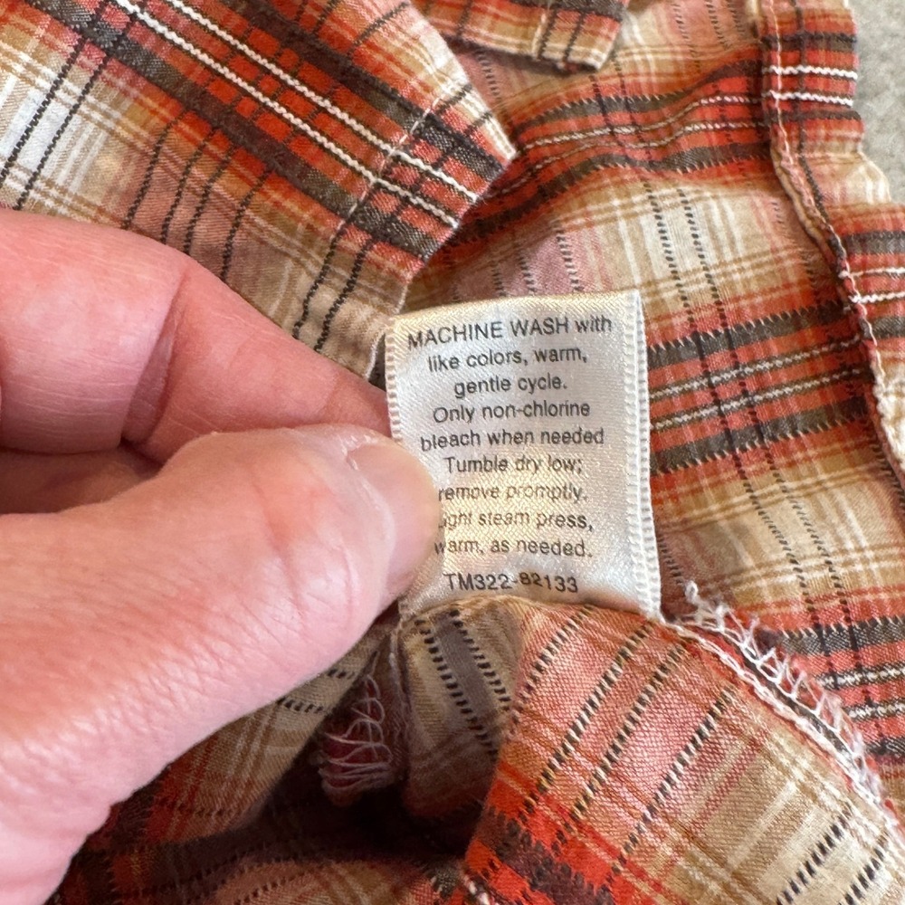 Pendleton Vented Long Sleeve Button Up Shirt Womens Large Red Tan Plaid Cotton - Picture 8 of 15